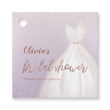 Purple Rose Gold Elegant Dress  Favor Tags