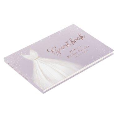 Purple Rose Gold Elegant Dress Bridal Shower Guest Book