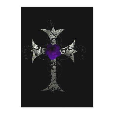 Purple Rose Silver Cross Gothic  Inv