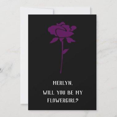Purple Rose Will You Be My Flowergirl Wedding Invitations