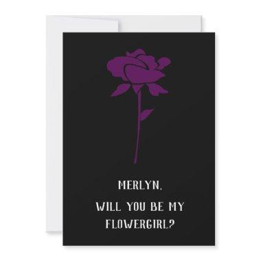 Purple Rose Will You Be My Flowergirl Wedding Invitations