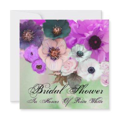 PURPLE ROSES AND ANEMONE FLOWERS BRIDAL SHOWER Invitations