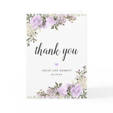 Purple Roses Floral Wedding Thank You