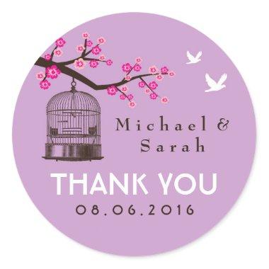 Purple Rustic Bird Cage Flower Wedding Sticker