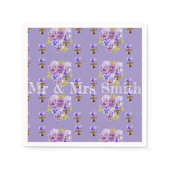 Purple Shabby Pansy Decor Serviette Napkins lilac
