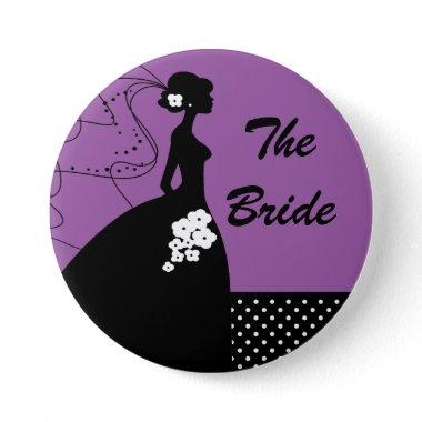 Purple Silhouette Bride Bridal Party Button