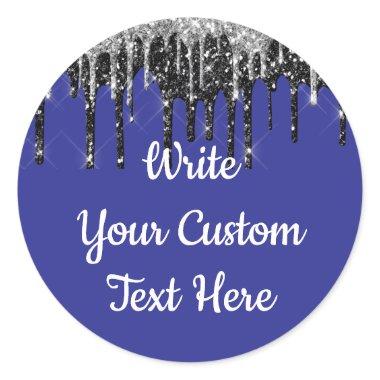 Purple & Silver Anniversary Birthday Party Glitter Classic Round Sticker
