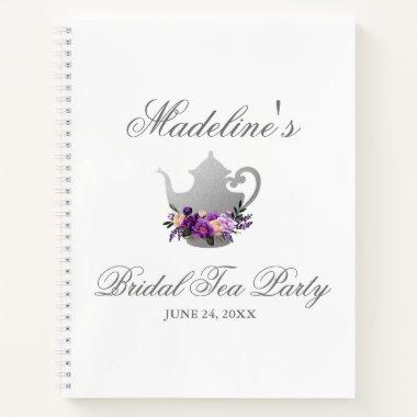 Purple Silver Bridal Shower Tea Party Gift List Notebook