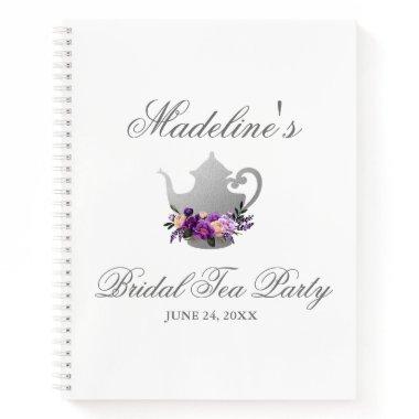 Purple Silver Bridal Shower Tea Party Gift List Notebook