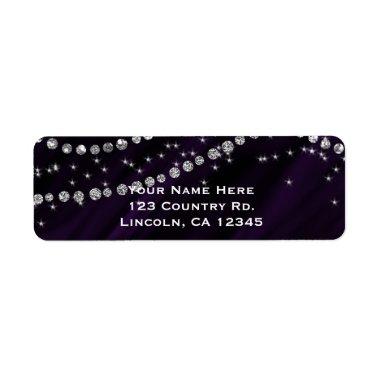 Purple & Silver Diamond Bling Glam Sparkle Label