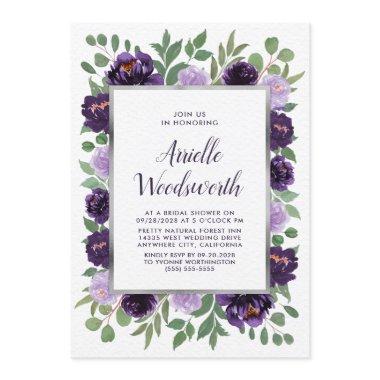Purple Silver Floral Watercolor Plum
