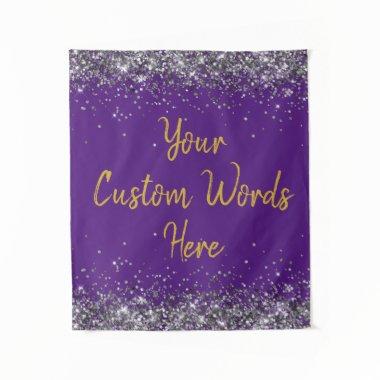 Purple Silver Gold Birthday Party Photo Booth Prop Tapestry