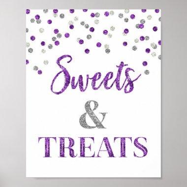 Purple Silver Sweets & Treats Dessert Table Poster