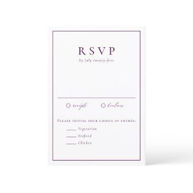 Purple Simple Typography Formal Wedding RSVP Card