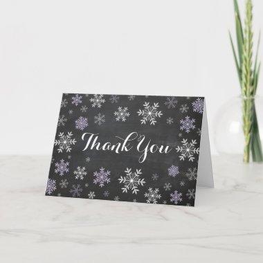 Purple Snowflakes Winter Folded Thank You Invitations