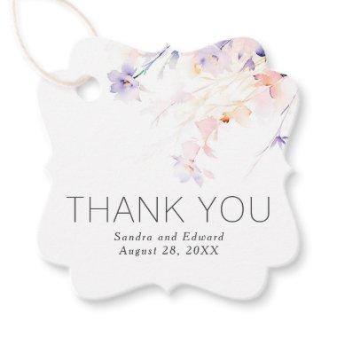 Purple Soft Blush Elegant Flowers Thank You Favor Tags