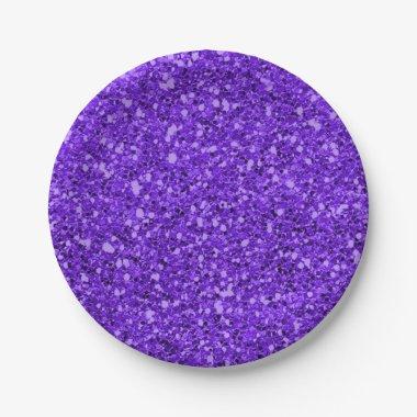 Purple Sparkle Glitter Glam Custom Party Paper Plates