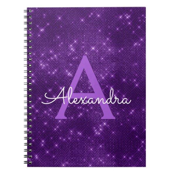 Purple Sparkle Shimmer Monogram & Initial Notebook