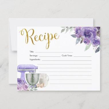 Purple Stock the Kitchen Bridal Shower Recipe Invitations