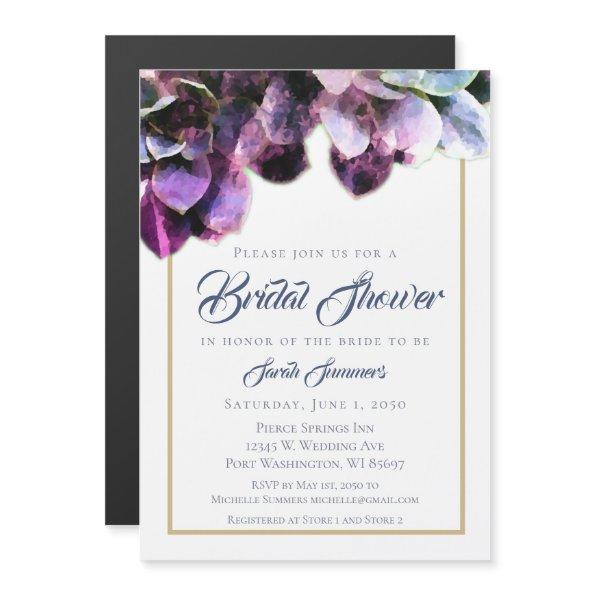 Purple Succulents Elegant Bridal Shower Magnetic Invitations