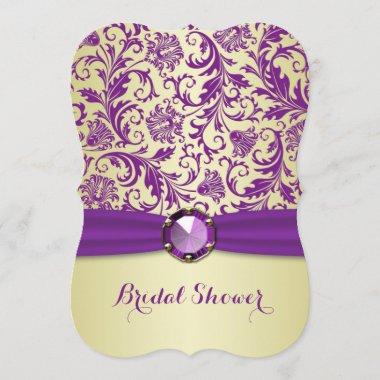 Purple swirls on gold Bridal Shower Invitations