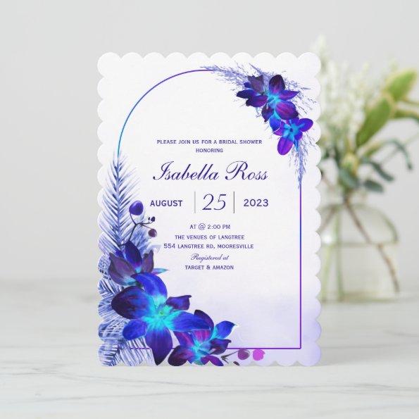 Purple Turquoise Blue Orchid Bridal Shower Invitations