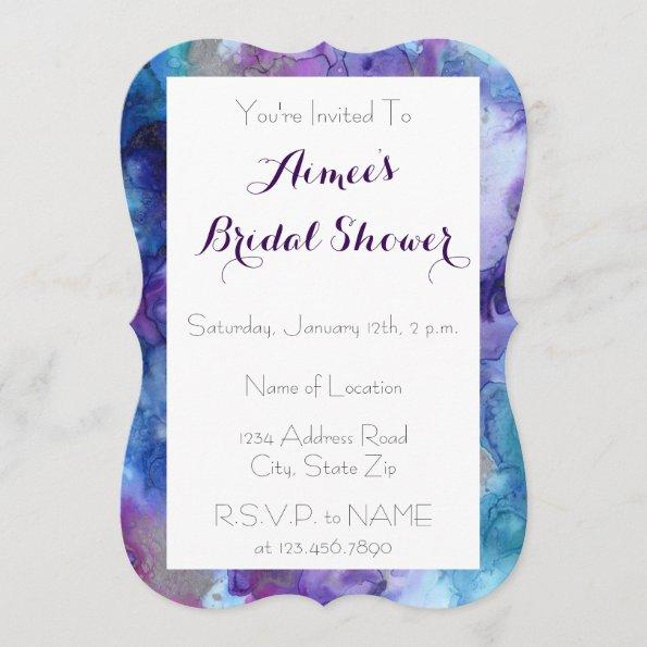 Purple & Turquoise Marble Bridal Shower Invitations
