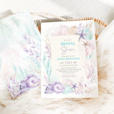 Purple Turquoise Ocean Bridal Shower Under the Sea Invitations
