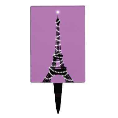 Purple Twinkling Eiffel Tower Cake Pick
