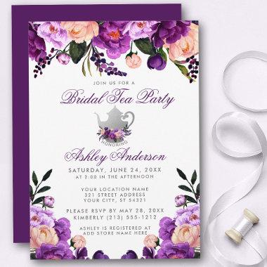 Purple Ultra Violet Bridal Shower Tea Party Invite