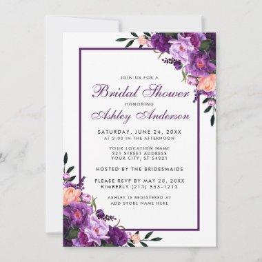 Purple Ultra Violet Floral Bridal Shower Invite F