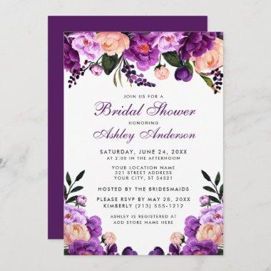 Purple Ultra Violet Floral Bridal Shower Invite P