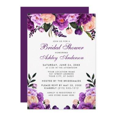 Purple Ultra Violet Floral Bridal Shower Invite P