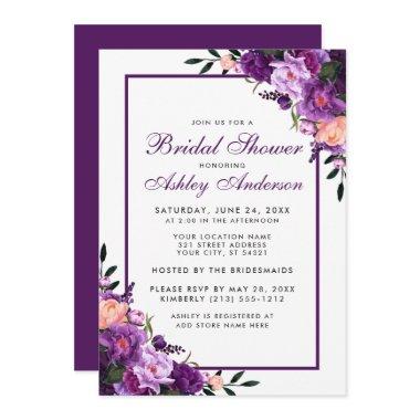 Purple Ultra Violet Floral  Invite PF