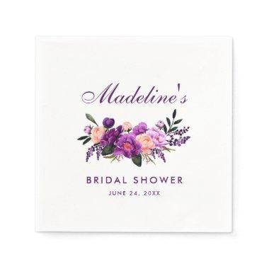 Purple Ultra Violet Floral Bridal Shower Napkins