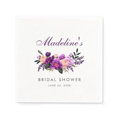 Purple Ultra Violet Floral Bridal Shower P Napkins