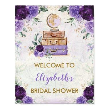 Purple Vintage Map Travel  Welcome Poster