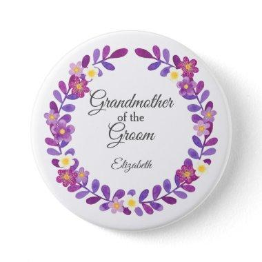 Purple / Violet Floral Grandmother of Groom Button