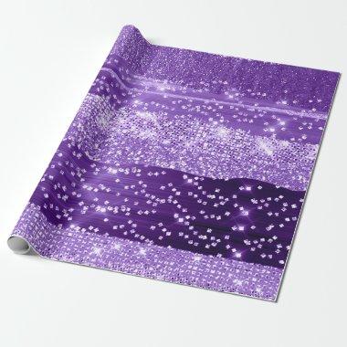 PURPLE VIOLET GLITTER SWEET 16TH BRIDAL Strokes Wrapping Paper