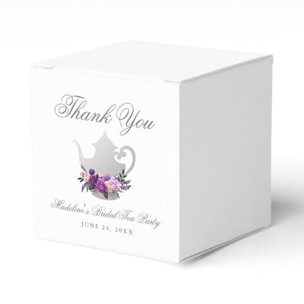 Purple Violet Silver Tea Party Bridal Shower Favor Boxes