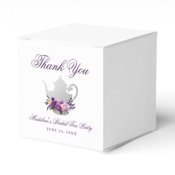 Purple Violet Tea Party Bridal Shower Favor Box