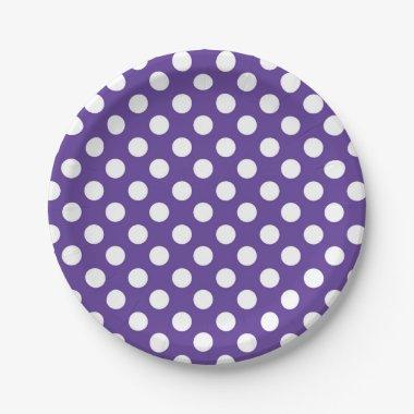 Purple Violet & White Polka Dots Birthday Party Paper Plates
