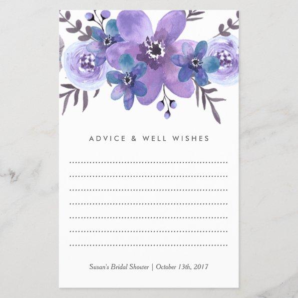 Purple Watercolor Flowers Advice Cards