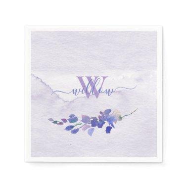 Purple Watercolor Monogrammed  Napkins