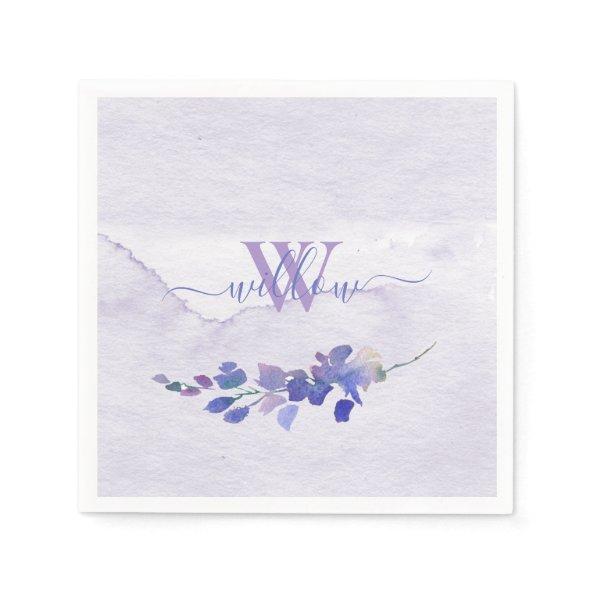 Purple Watercolor Monogrammed  Napkins