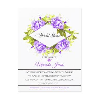 Purple Watercolor Roses Arrangement  Invitation Post