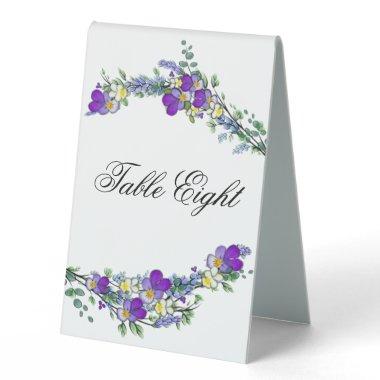 Purple watercolor violet Lavender Eucalyptus  Table Tent Sign