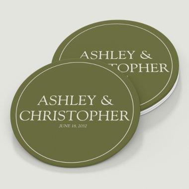Purple Watercolor Wildflower Wedding Round Paper Coaster