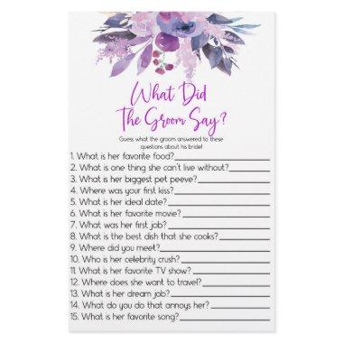 Purple What The Groom Say  Game Stationery
