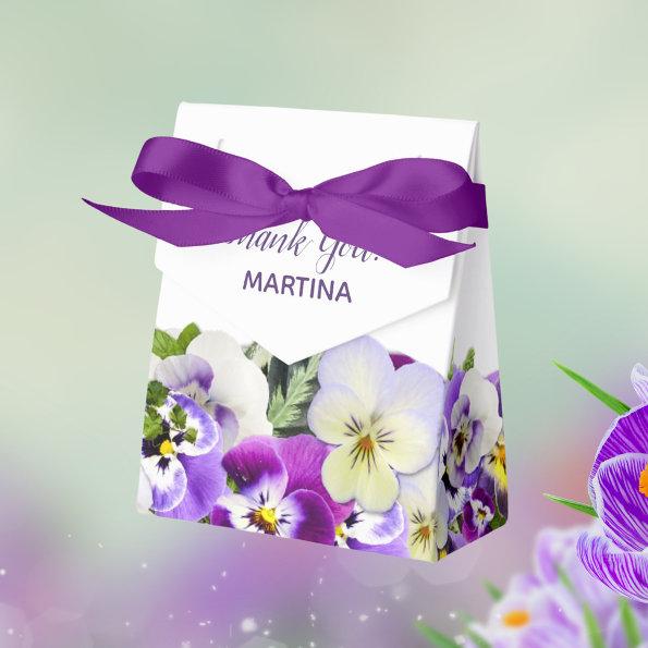 Purple white florals birthday name Thank You Favor Box